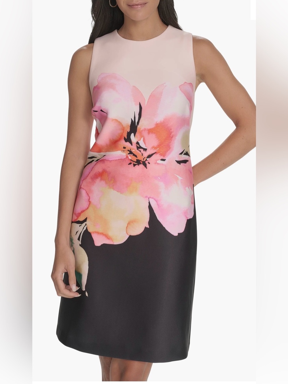 Calvin Klein Sleeveless Pink Floral Shift Dress Sz 4P nwot